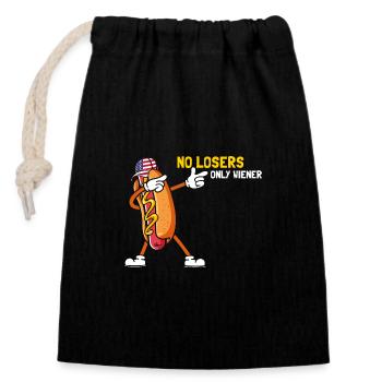 No losers only wiener - Closable cotton gift bag (14x20cm) - black - Front