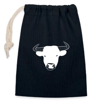 Taurus Zodiac Sign Cow - Closable cotton gift bag (14x20cm) - navy - Front