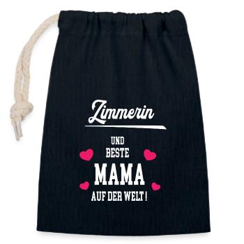 Zimmerin Beste Mama Muttertag Geburtstag Zimmerei - Verschließbarer Geschenkbeutel aus Baumwolle (14x20cm) - Navy - Vorne