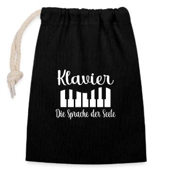 Piano Musiker Sprache Der Seele Klavier - Verschließbarer Geschenkbeutel aus Baumwolle (14x20cm) - Schwarz - Vorne