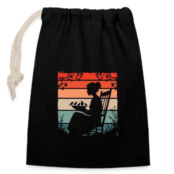 Bird Feeding - Closable cotton gift bag (14x20cm) - black - Front