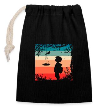 Bird Feeding - Closable cotton gift bag (14x20cm) - black - Front
