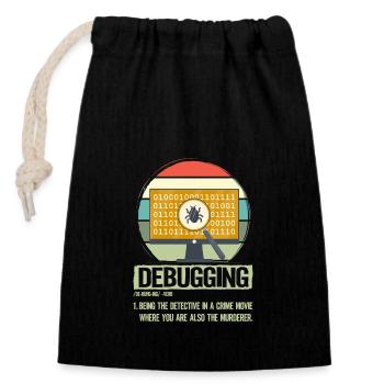Debugging - Closable cotton gift bag (14x20cm) - black - Front