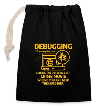 Debuggen - Verschließbarer Geschenkbeutel aus Baumwolle (14x20cm) - Schwarz - Vorne