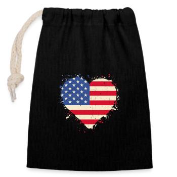 Veteran Heart États-Unis - Sac cadeau en coton avec cordon (14 x 20 cm) - noir - Devant