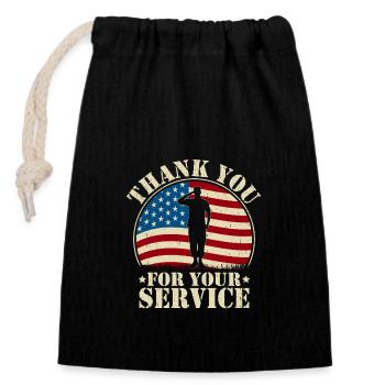 Merci pour votre service - Sac cadeau en coton avec cordon (14 x 20 cm) - noir - Devant