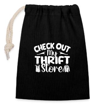Thrift Shop Check Out My Thrift Store Love - Closable cotton gift bag (14x20cm) - black - Front