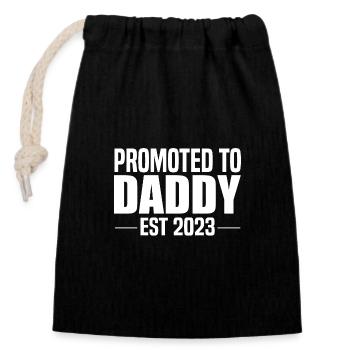 Promoted to Daddy 2023 for First Time Fathers New - Closable cotton gift bag (14x20cm) - black - Front