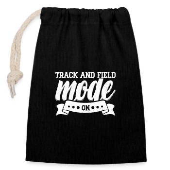 Track Athletics Track & Field Mode On - Closable cotton gift bag (14x20cm) - black - Front
