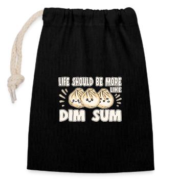 Delicious Asian Food Bao Bun Funny Dim Sum - Closable cotton gift bag (14x20cm) - black - Front