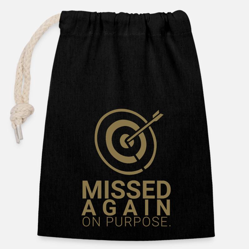 Missed Again - On Purpose - Closable cotton gift bag (14x20cm) - black