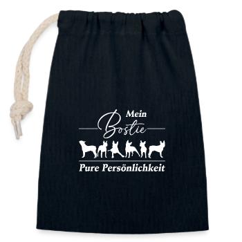 Mein Bostie Boston Terrier pure Persönlichkeit - Verschließbarer Geschenkbeutel aus Baumwolle (14x20cm) - Navy - Vorne