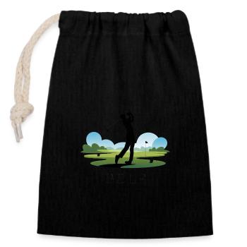 Golf - Le sport au service des affaires et du succès - Sac cadeau en coton avec cordon (14 x 20 cm) - noir - Devant