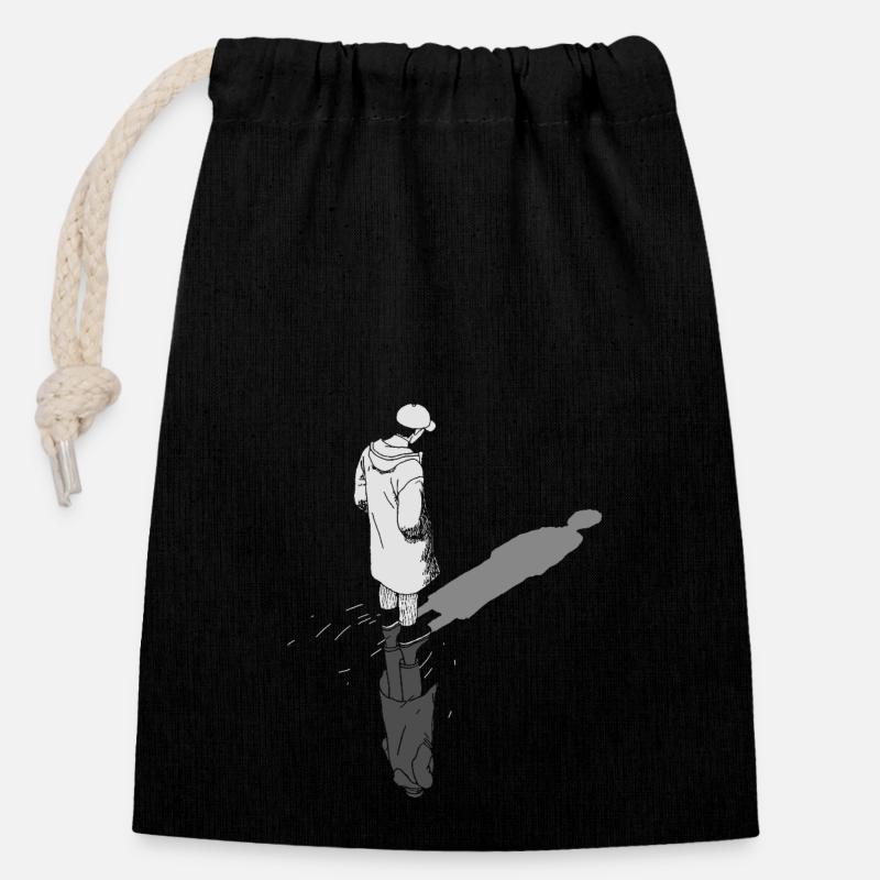 Art graphique confus - Sac cadeau en coton avec cordon (14 x 20 cm) - noir