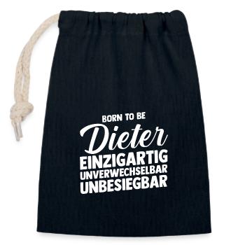 Vorname Dieter - Verschließbarer Geschenkbeutel aus Baumwolle (14x20cm) - Navy - Vorne