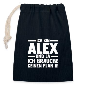 Alexander Alexandra Alexa Alex - Verschließbarer Geschenkbeutel aus Baumwolle (14x20cm) - Navy - Vorne