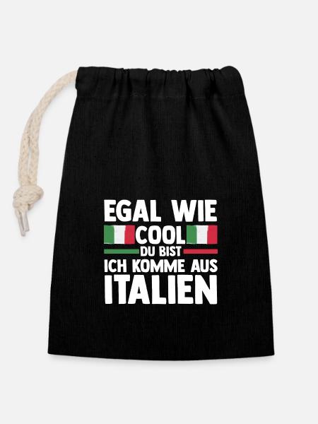 Italiener Italien - Verschließbarer Geschenkbeutel aus Baumwolle (14x20cm) - Schwarz