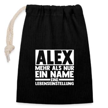Alexander Alexandra Alexa Alex - Verschließbarer Geschenkbeutel aus Baumwolle (14x20cm) - Schwarz - Vorne