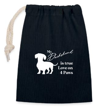 Dackel wahre Liebe auf vier Pfoten - Verschließbarer Geschenkbeutel aus Baumwolle (14x20cm) - Navy - Vorne