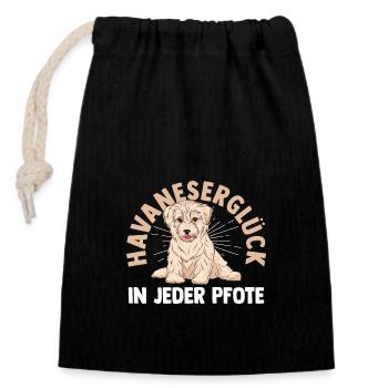 Chien Bichon Havanais - Sac cadeau en coton avec cordon (14 x 20 cm) - noir - Devant