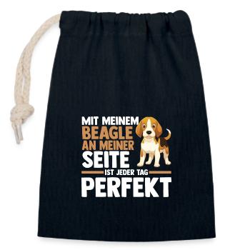 Hund Beagle - Verschließbarer Geschenkbeutel aus Baumwolle (14x20cm) - Navy - Vorne