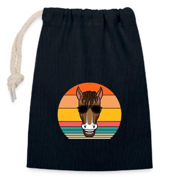 Reiten Pferd - Verschließbarer Geschenkbeutel aus Baumwolle (14x20cm) - Navy - Vorne