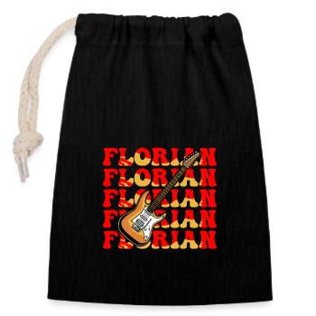 Florian - Closable cotton gift bag (14x20cm) - black - Front