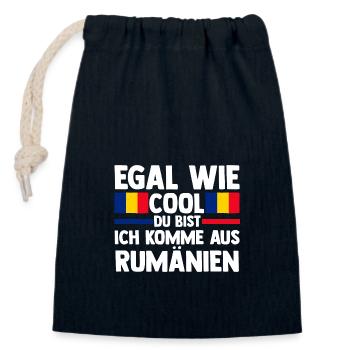 Romanian Romania Romania - Closable cotton gift bag (14x20cm) - navy - Front
