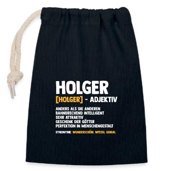 Holger - Sac cadeau en coton avec cordon (14 x 20 cm) - bleu marine - Devant