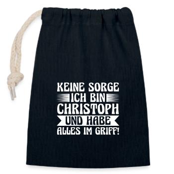 Prénom Chris Christoph - Sac cadeau en coton avec cordon (14 x 20 cm) - bleu marine - Devant