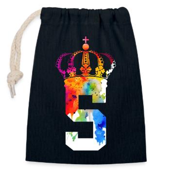 KING 5 JAHRE QUEEN 5. GEBURTSTAG - Verschließbarer Geschenkbeutel aus Baumwolle (14x20cm) - Navy - Vorne