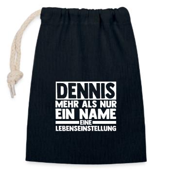 First name Dennis - Closable cotton gift bag (14x20cm) - navy - Front