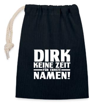 Prénom Dirk - Sac cadeau en coton avec cordon (14 x 20 cm) - bleu marine - Devant