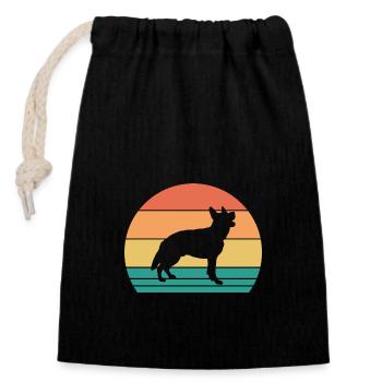 Dog German Shepherd - Closable cotton gift bag (14x20cm) - black - Front