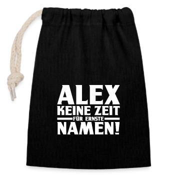 Alexander Alexandra Alexa Alex - Verschließbarer Geschenkbeutel aus Baumwolle (14x20cm) - Schwarz - Vorne