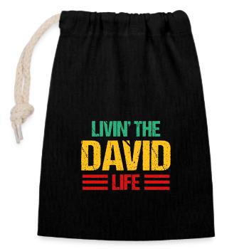 David - Sac cadeau en coton avec cordon (14 x 20 cm) - noir - Devant