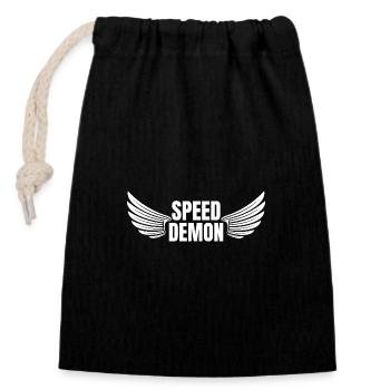 Track Athletics Speed Demon Track And Field - Closable cotton gift bag (14x20cm) - black - Front