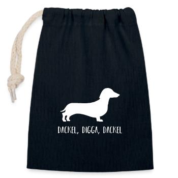 Hund Dackel - Verschließbarer Geschenkbeutel aus Baumwolle (14x20cm) - Navy - Vorne