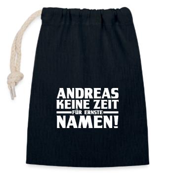 Vorname Andreas - Verschließbarer Geschenkbeutel aus Baumwolle (14x20cm) - Navy - Vorne
