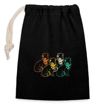 Border Collie - Closable cotton gift bag (14x20cm) - black - Front