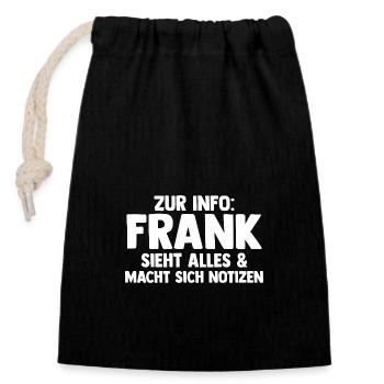 Frank - Verschließbarer Geschenkbeutel aus Baumwolle (14x20cm) - Schwarz - Vorne
