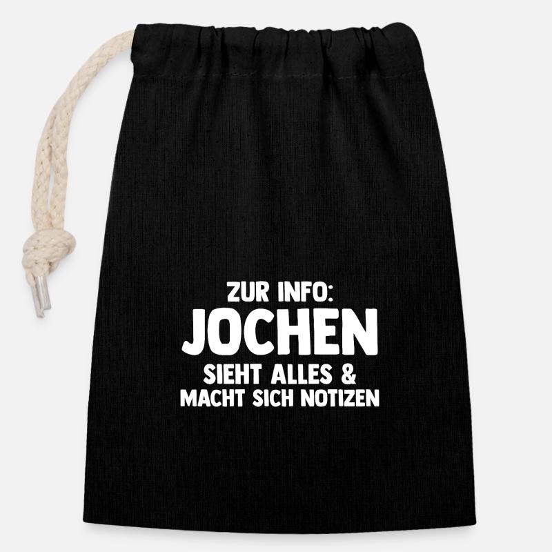 Jochen - Verschließbarer Geschenkbeutel aus Baumwolle (14x20cm) - Schwarz