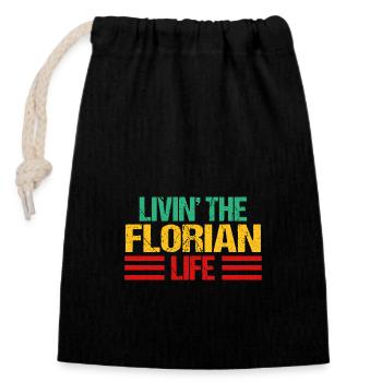 Florian - Closable cotton gift bag (14x20cm) - black - Front