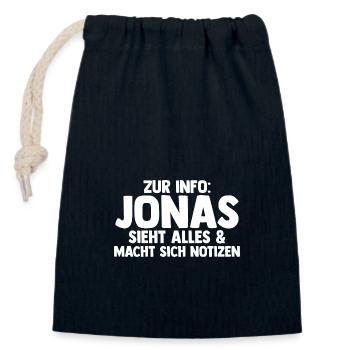 Jonas - Verschließbarer Geschenkbeutel aus Baumwolle (14x20cm) - Navy - Vorne