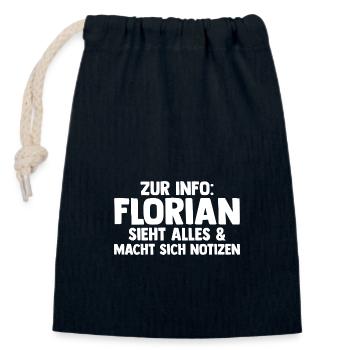 Florian - Closable cotton gift bag (14x20cm) - navy - Front