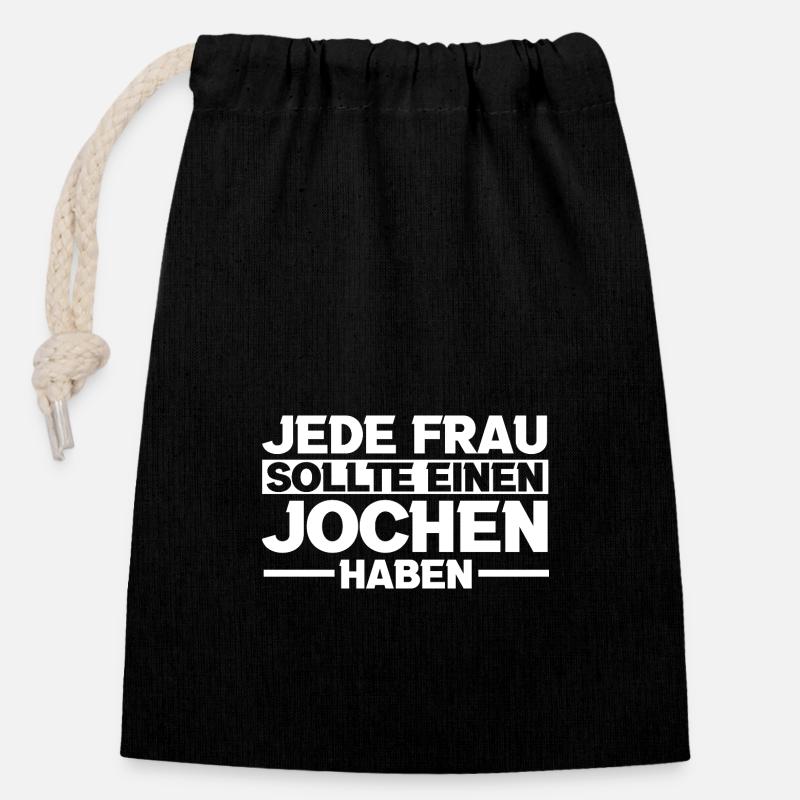 Jochen - Verschließbarer Geschenkbeutel aus Baumwolle (14x20cm) - Schwarz