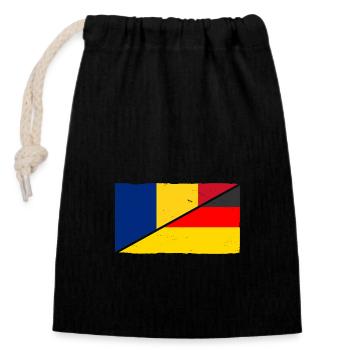 Romanians Germany Romania - Closable cotton gift bag (14x20cm) - black - Front