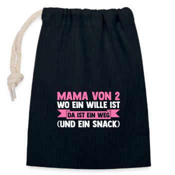 Mama Von 2 Kindern - Verschließbarer Geschenkbeutel aus Baumwolle (14x20cm) - Navy - Vorne