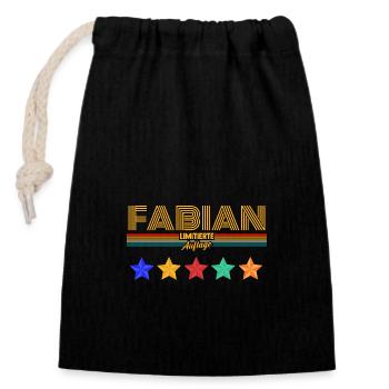 Fabien - Sac cadeau en coton avec cordon (14 x 20 cm) - noir - Devant