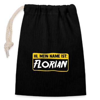 Florian - Closable cotton gift bag (14x20cm) - black - Front